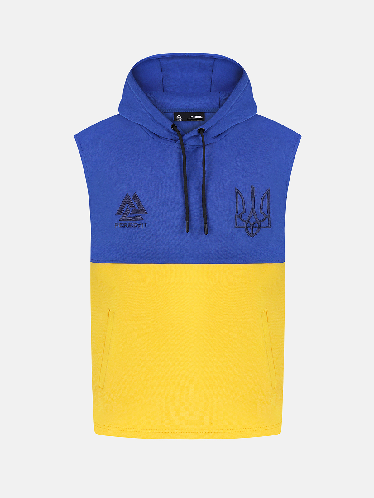 Peresvit Mens Sleeveless Hoodie Blue-Yellow